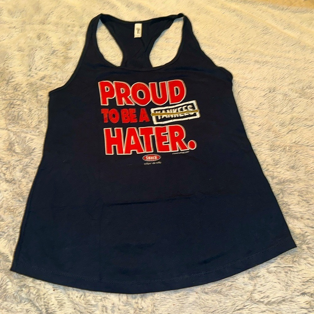 Smack Apparel Proud To Be A Yankees Hater Navy Blue Racerback Tank Top XL